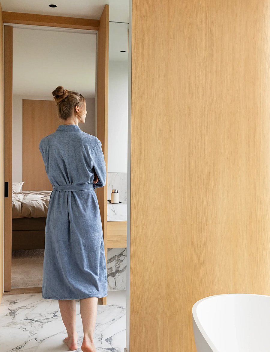 Høie of Scandinavia - Gaia bath robe - hverdags stil - denim blue - 3
