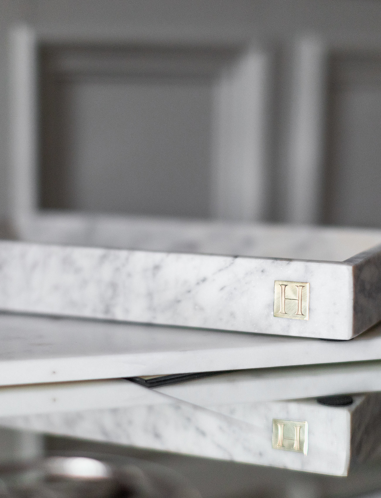 Hilke Collection - Marbletray with logo - shop by price - marble/brass - 1