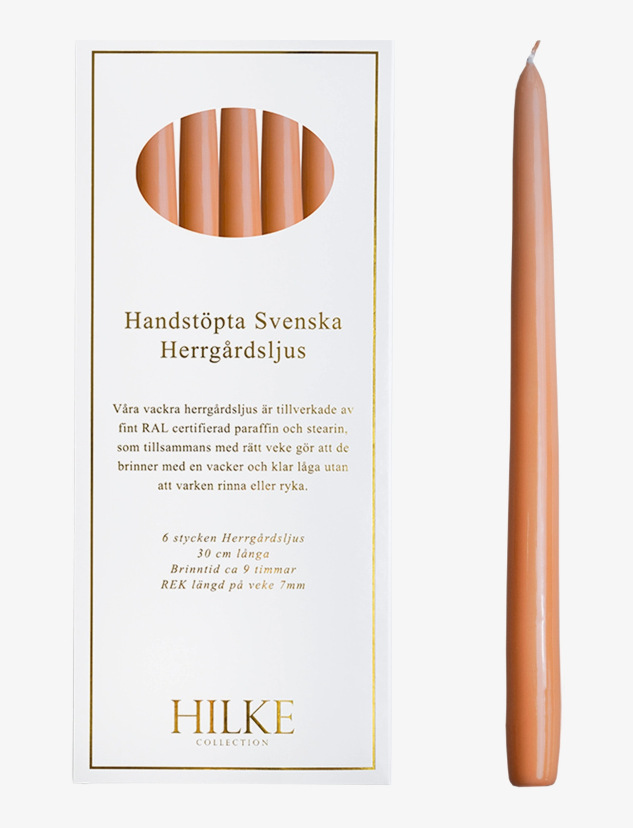Hilke Collection Herregårdslys, Abrikos, Søjlelys, Orange, Str: H30CM x 30
