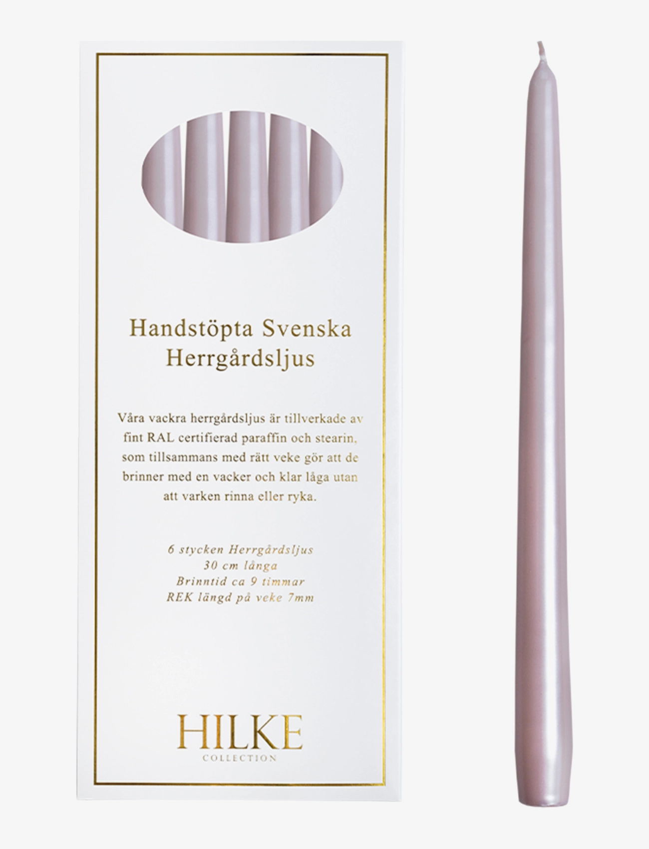 Hilke Collection Herregårdslys Dimrosa Perle, H30 cm x 30, Candles, Lila - Pillar Homeware