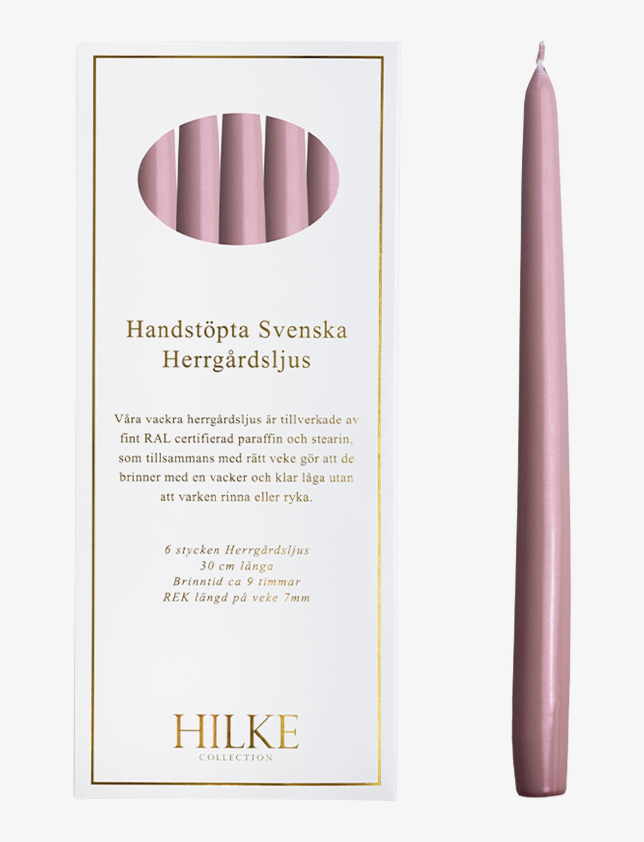 Hilke Collection Herregårdslys Rosa Metallic, H30 cm x 30, Candles, - Pillar Homeware