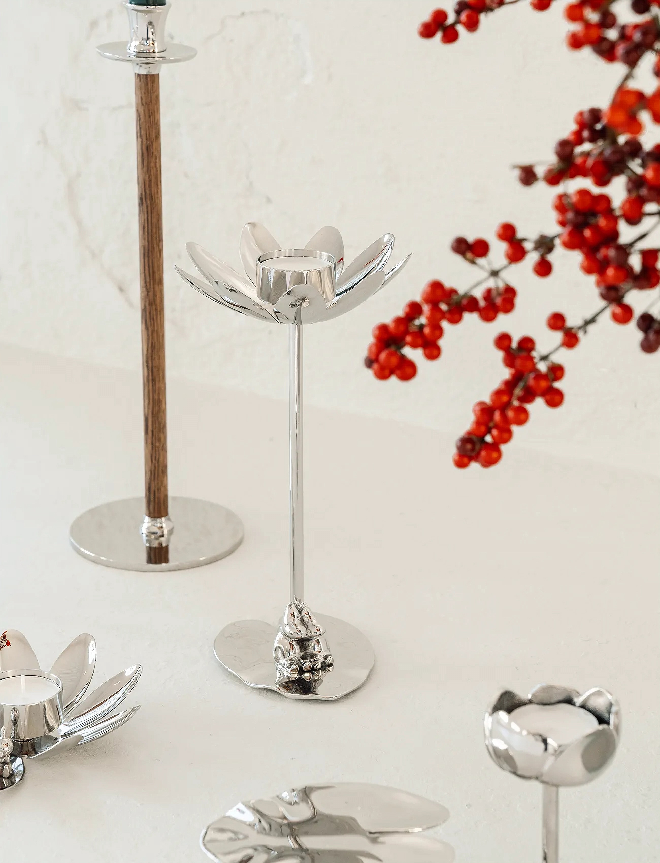 Hilke Collection Candlestand Hilke X Moomin & Snorkmaiden, H23.5 cm, Silver, Lysestager & Lanterner > Fyrfadsstager, Unisex