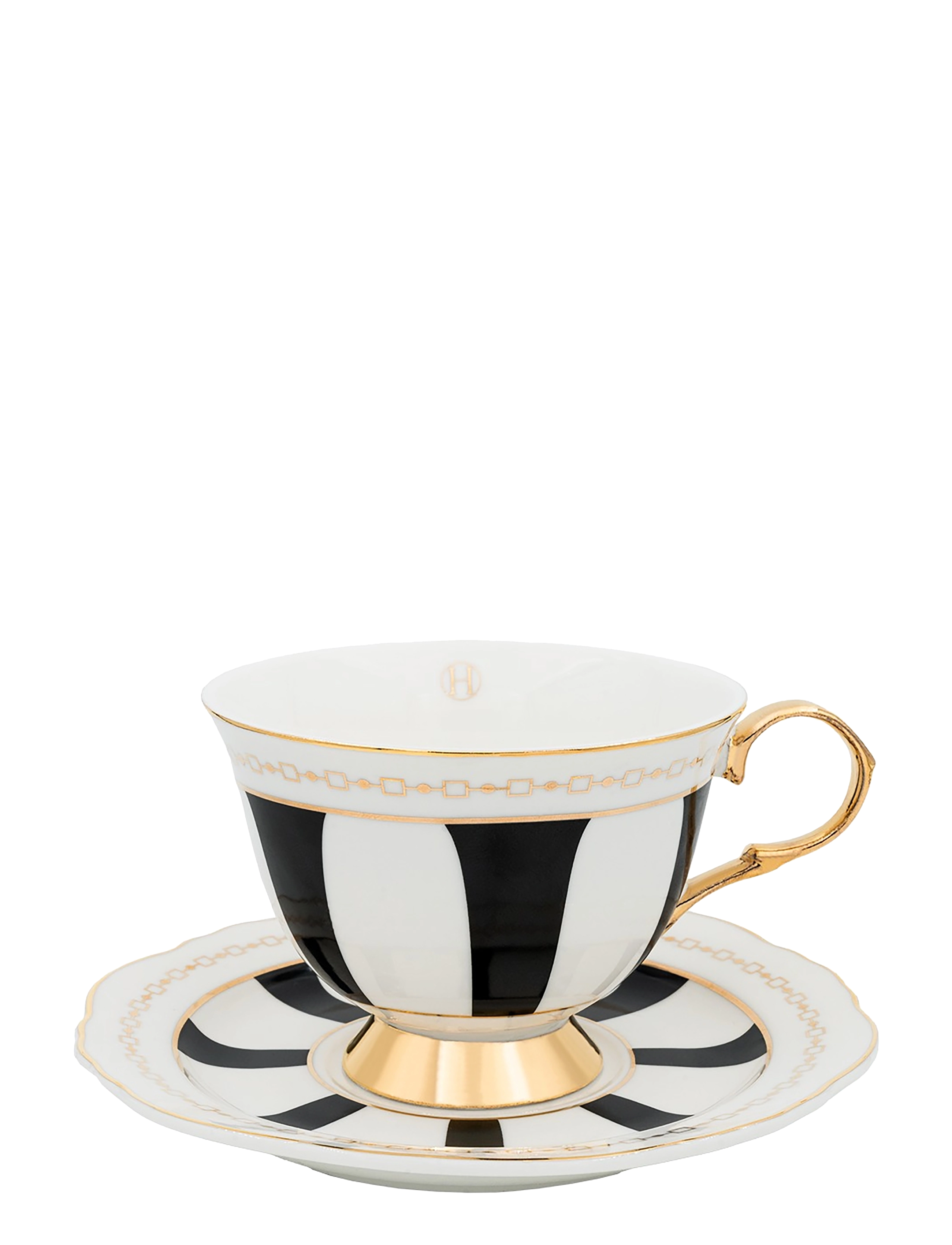 Hilke Collection cup with saucer - Strisce Nero - Krus & Kopper - MULTI-COLORED / multi