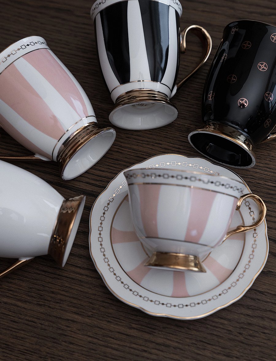 Hilke Collection - Cup with saucer - Strisce Pink - teetassid - mix - 3