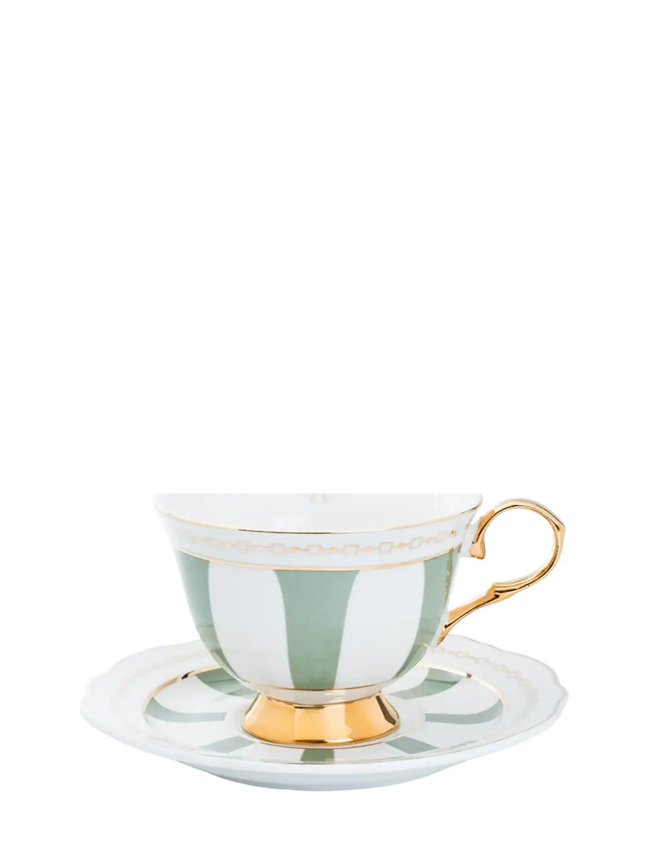 Hilke Collection Cup with saucer - Strisce Salvia - Cups & Mugs - EUCALYPTUS / green