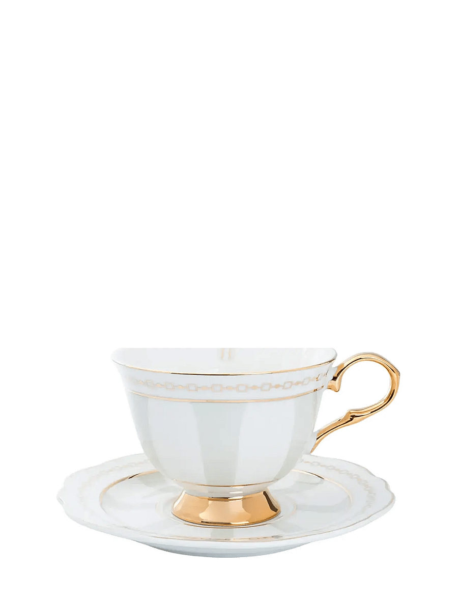 Hilke Collection - Cup with saucer - Strisce Tortora - teetassid - greige - 0