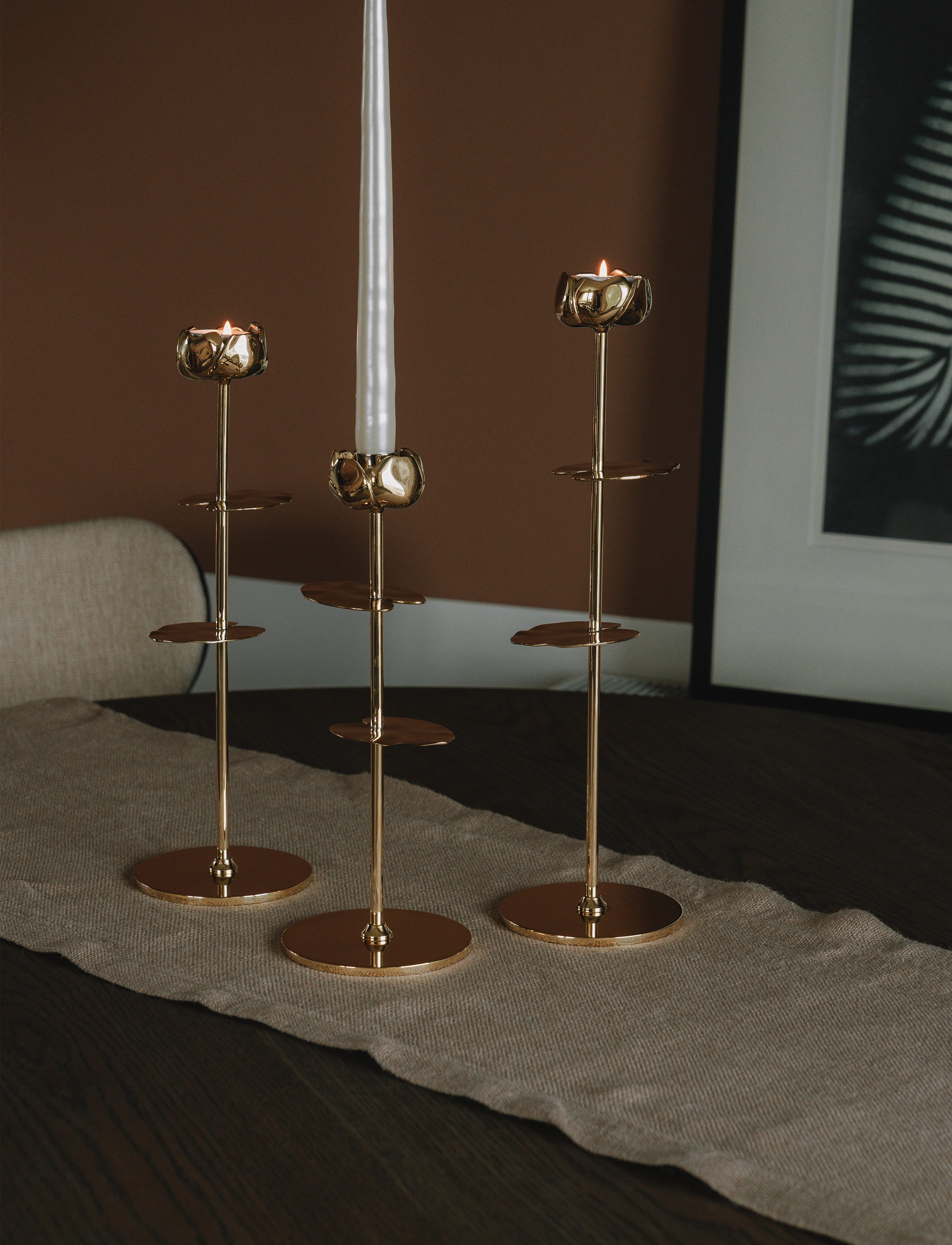 Hilke Collection - Candlestand Ninfea - kynttilälyhdyt - gold - 4