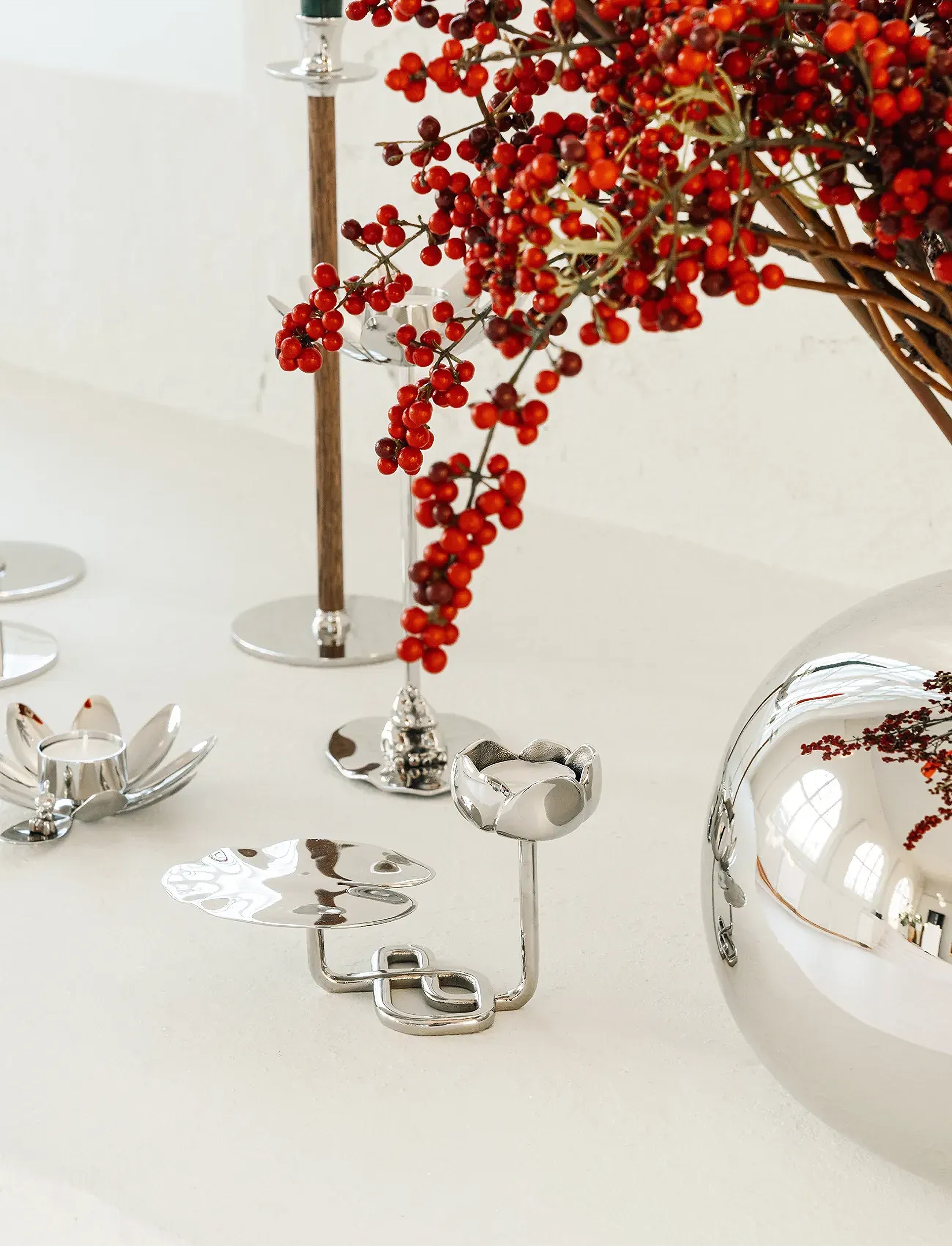 Hilke Collection Candlestand Ninfea No.1 - Np, H11 cm, Silver, Lysestager & Lanterner > Lysestager, Unisex