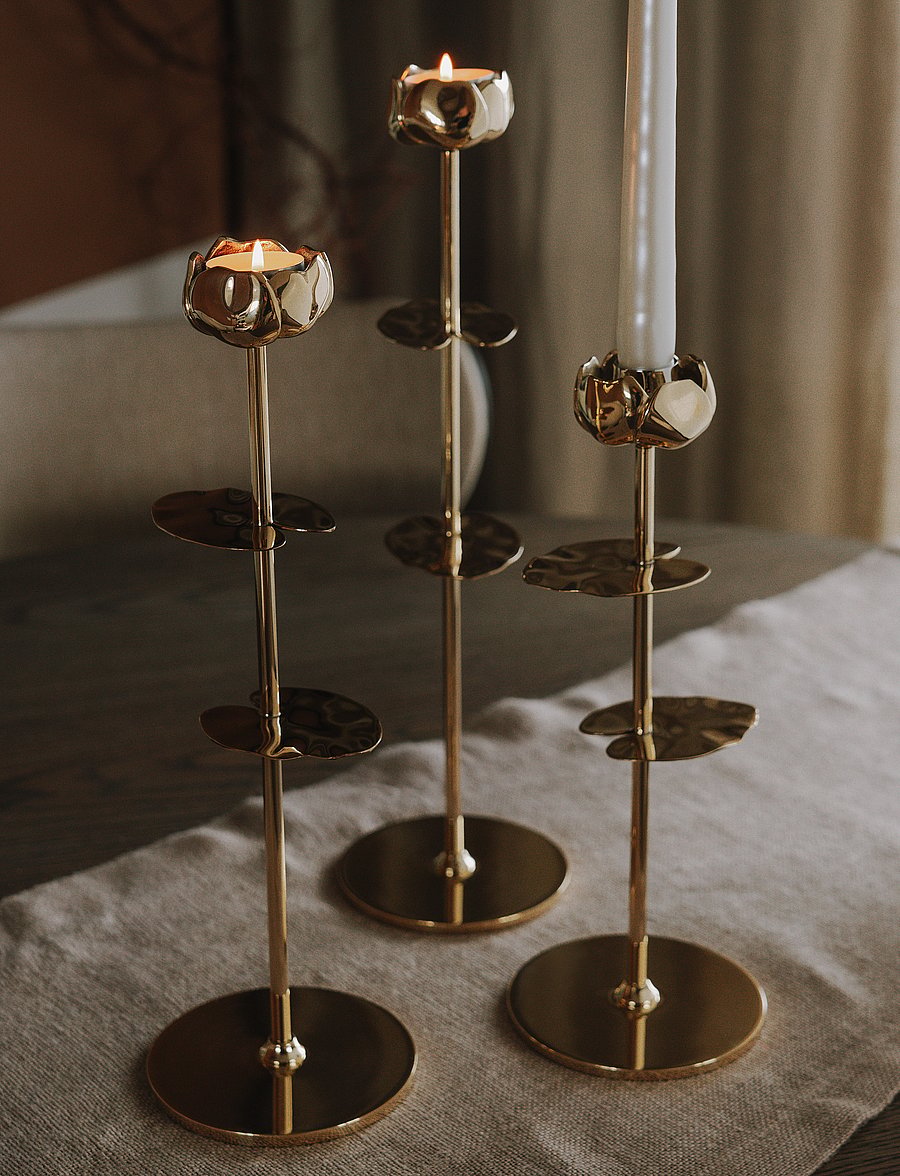 Hilke Collection - Candlestand Ninfea - kynttilälyhdyt - gold - 3