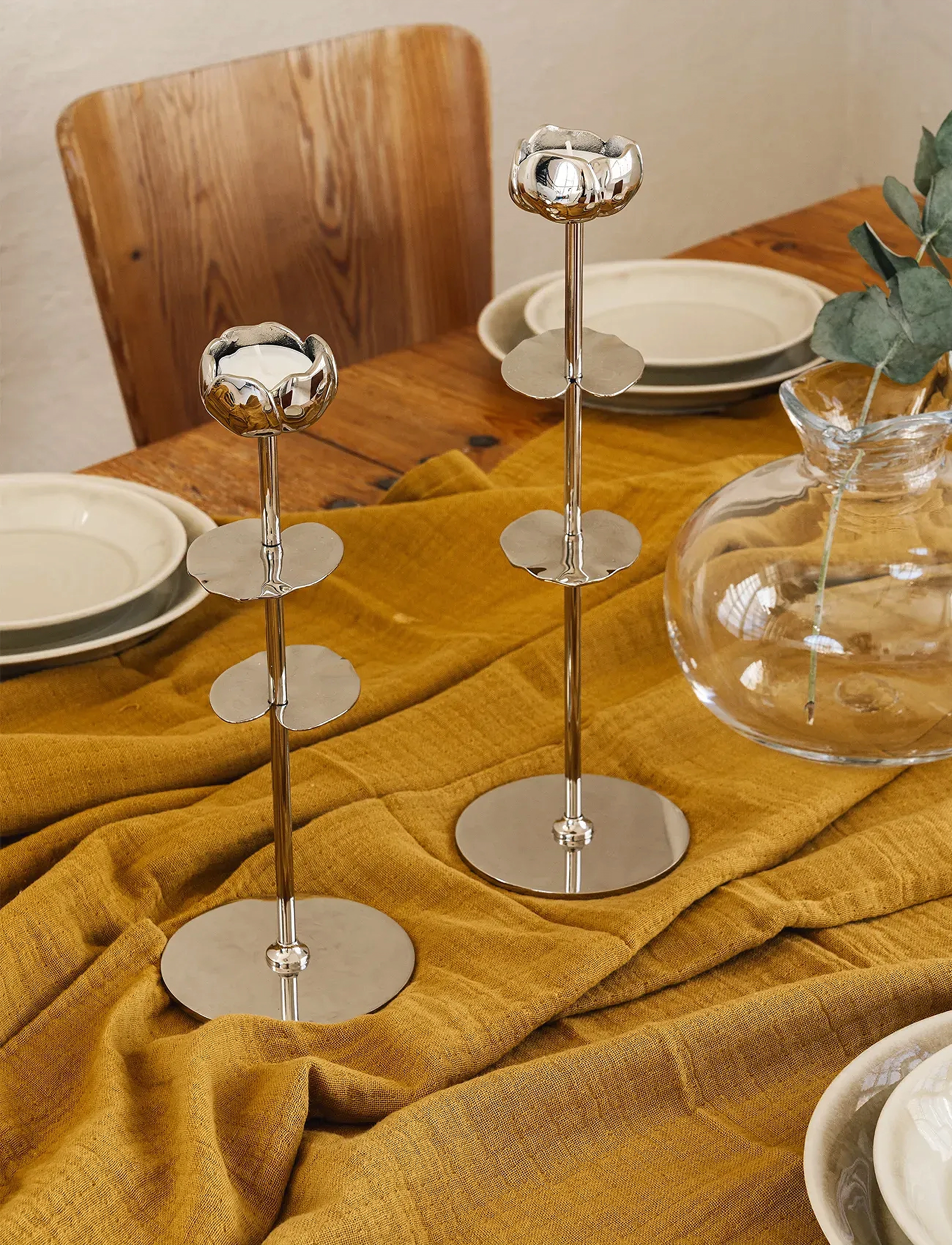 Hilke Collection Candlestand Ninfea, H35 cm, Candlesticks & Lanterns, Silber - Candlesticks, Homeware