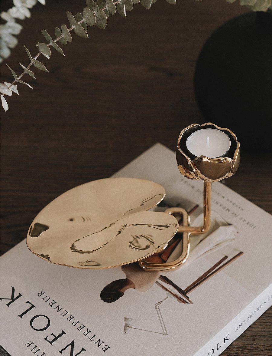 Hilke Collection - Candlestand Ninfea No.2 - nach preis einkaufen - gold - 0