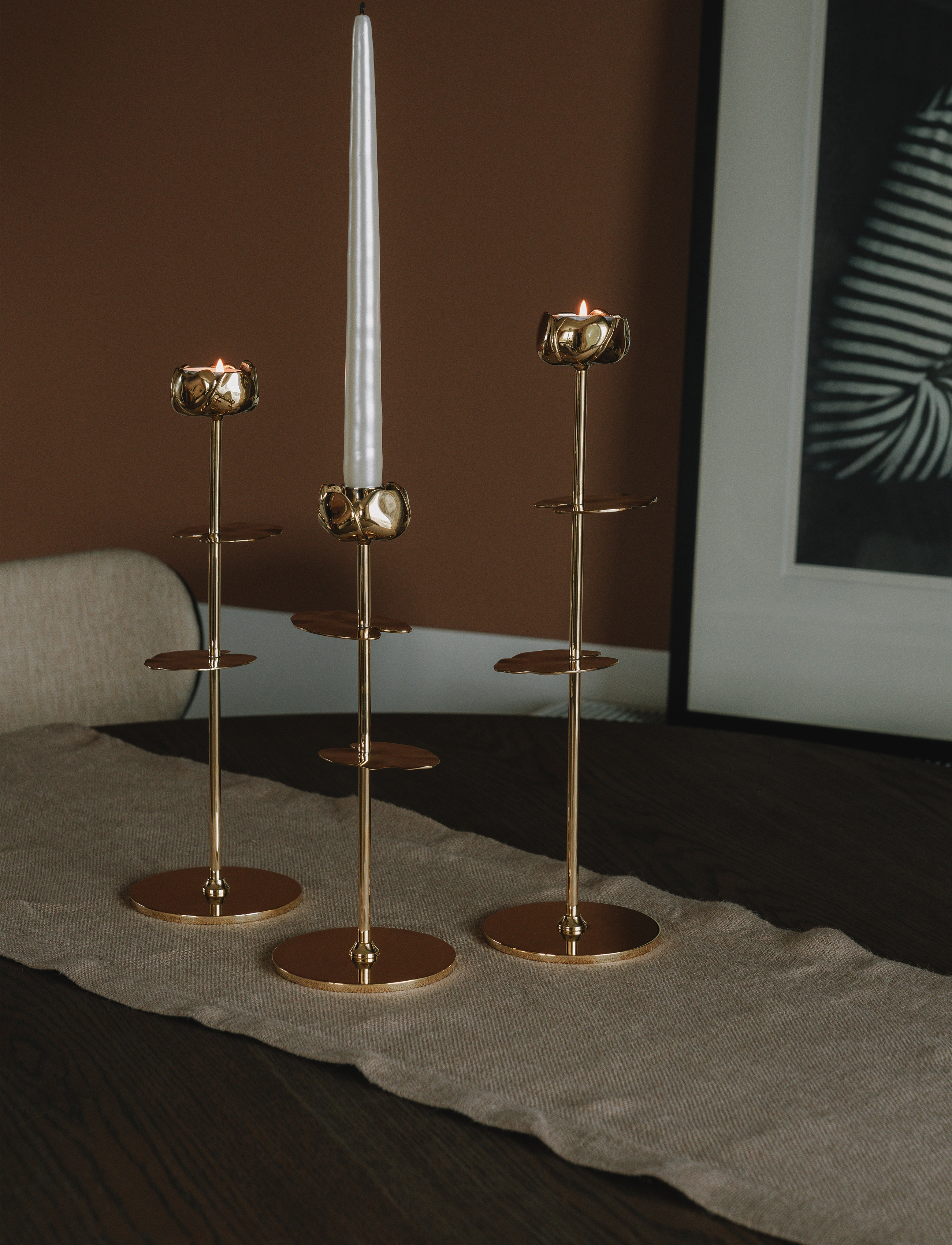 Hilke Collection - Candlestand Ninfea - tealight holders - gold - 4