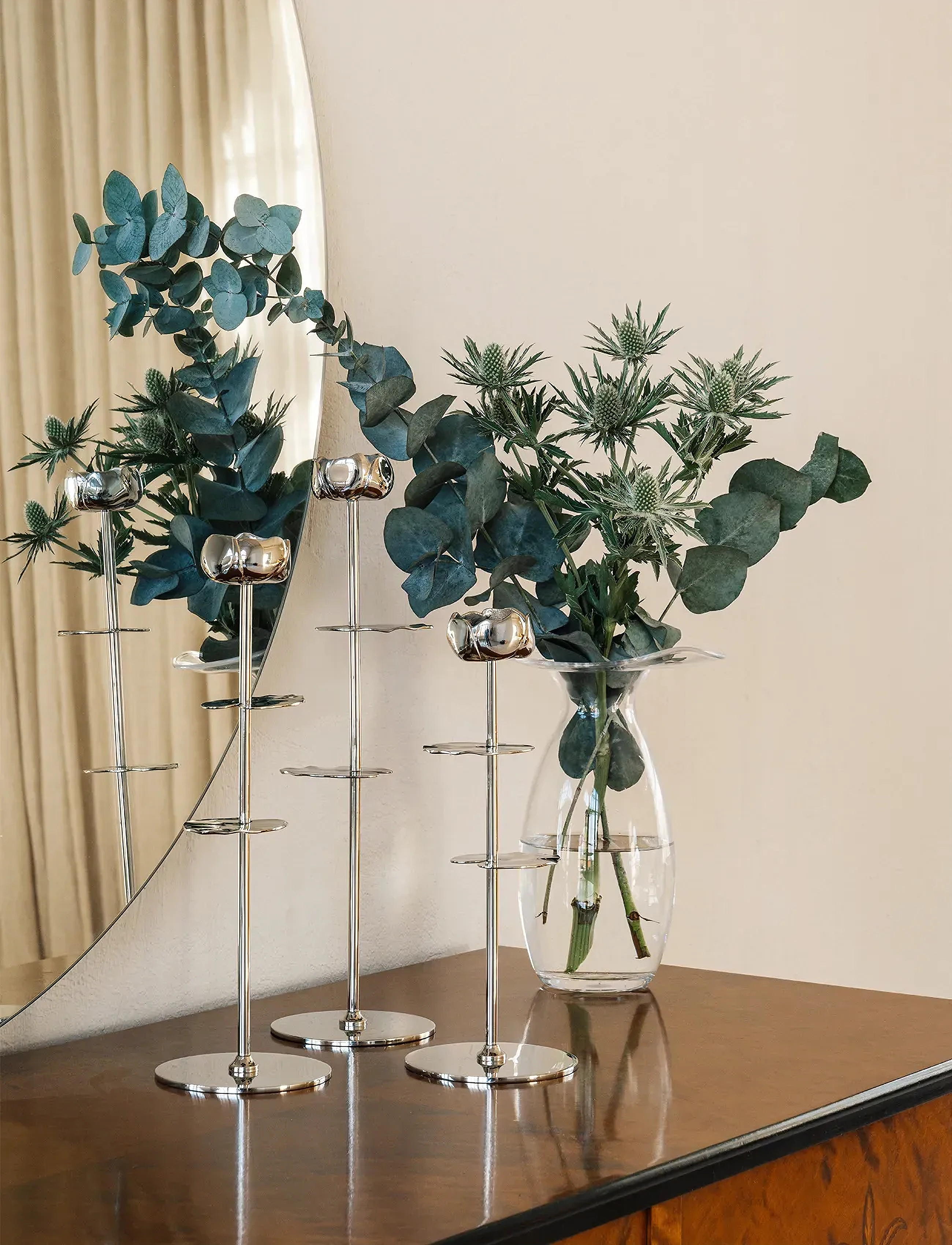 Hilke Collection - Candlestand Ninfea - teeküünlahoidjad - silver - 3