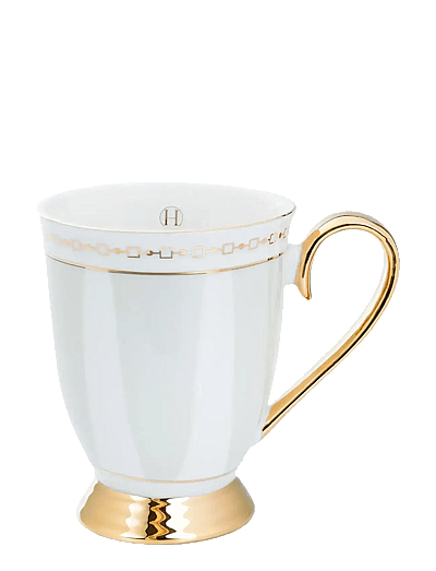 Hilke Collection Mug- Strisce Tortora - Tassid ja kruusid - GREIGE / white
