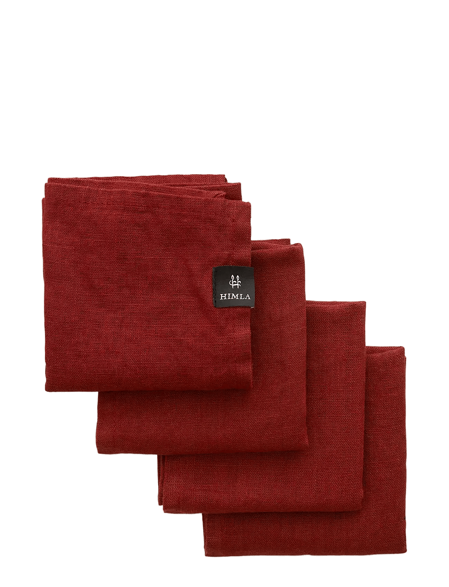 Himla - Sunshine Napkin 4-pack - lina un kokvilnas salvetes - lingonberry - 1