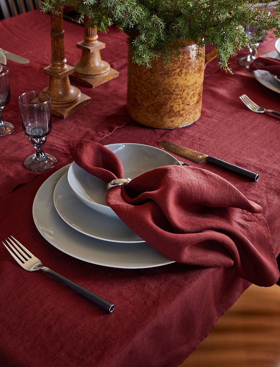 Himla - Sunshine Napkin 4-pack - lina un kokvilnas salvetes - lingonberry - 3