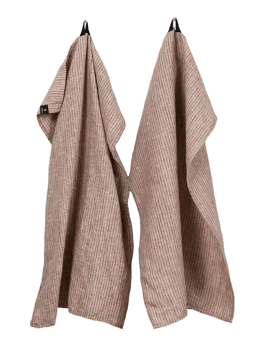 Himla - Linus Kitchen towel 2-pack - true red/natural - 0