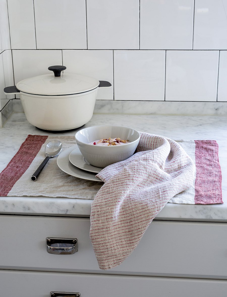 Himla - Linus Kitchen towel 2-pack - true red/natural - 1