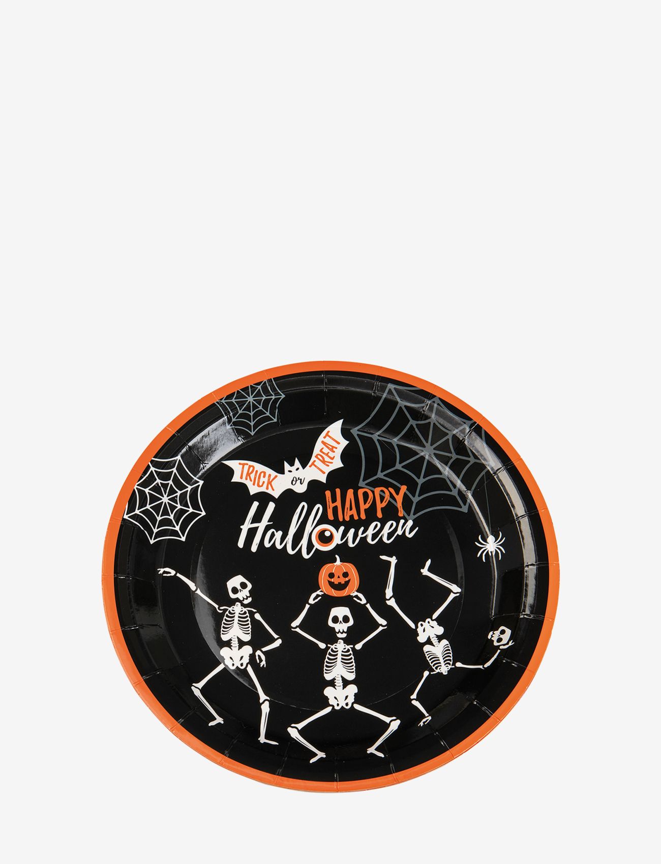 Joker Paper Plate Skeleton 23 Cm 8-P (6), Ø cm, Kids Decor, Schwarz - Party Supplies, Kinder
