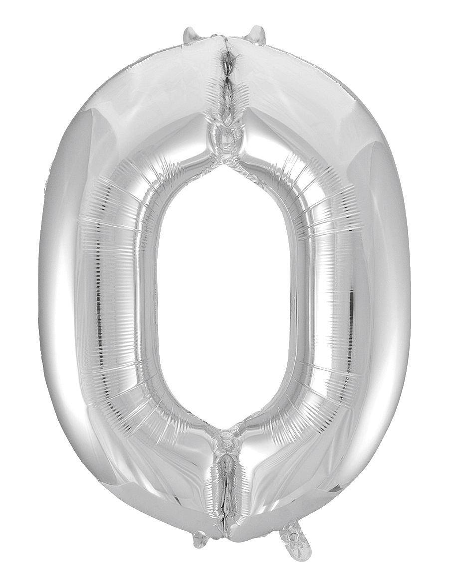 Joker - FOIL BALLOON NUMBER 0 SILVER 86 CM - kinderparty - silver - 0