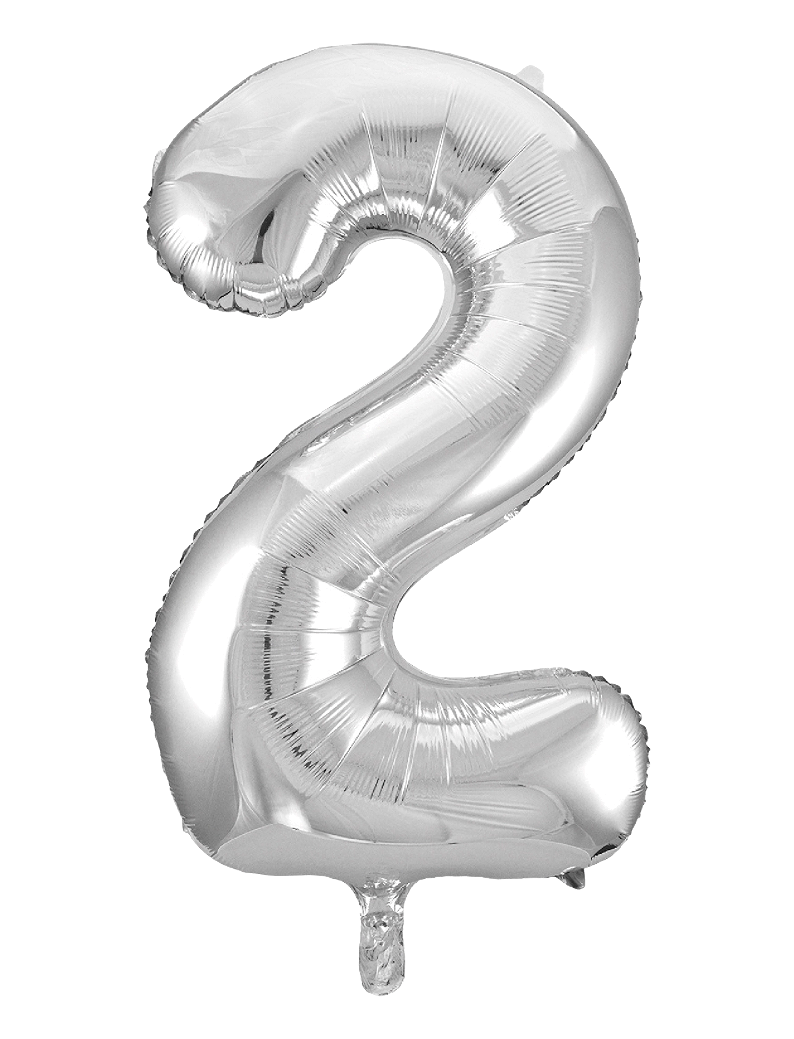 Joker Foil Balloon Number 2 Silver 86 Cm, cm, Kids Decor, Silber - Party Supplies, Kinder