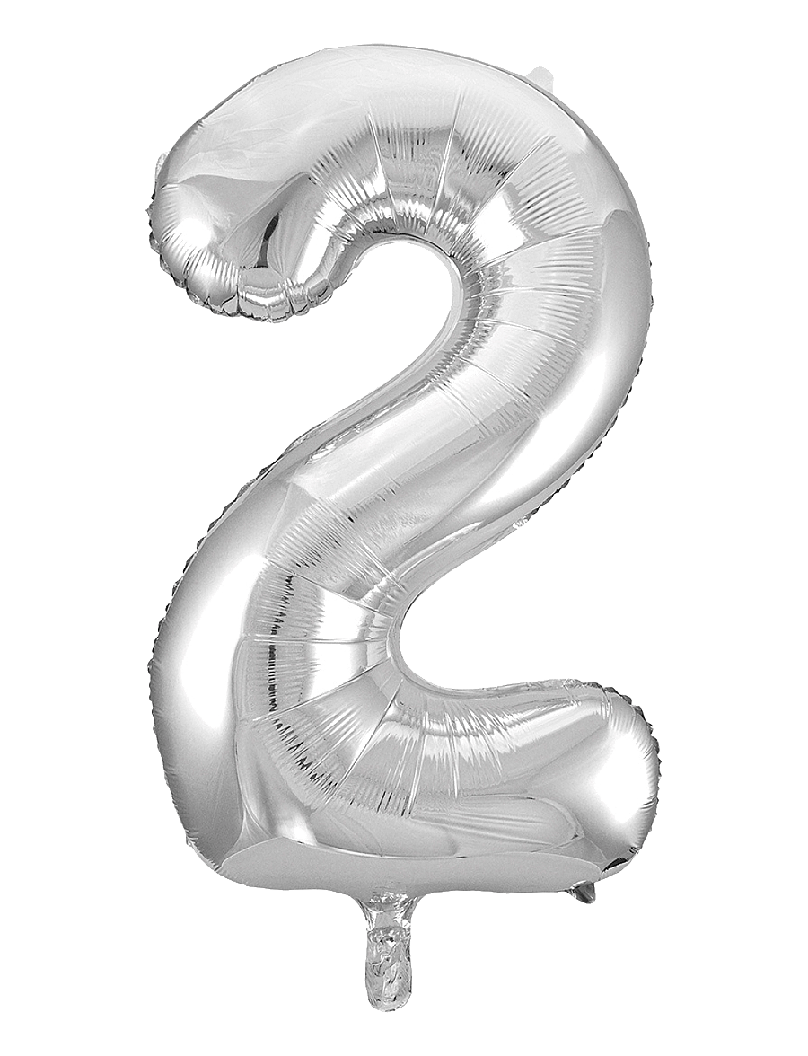 Joker - FOIL BALLOON NUMBER 2 SILVER 86 CM - kinderparty - silver - 0