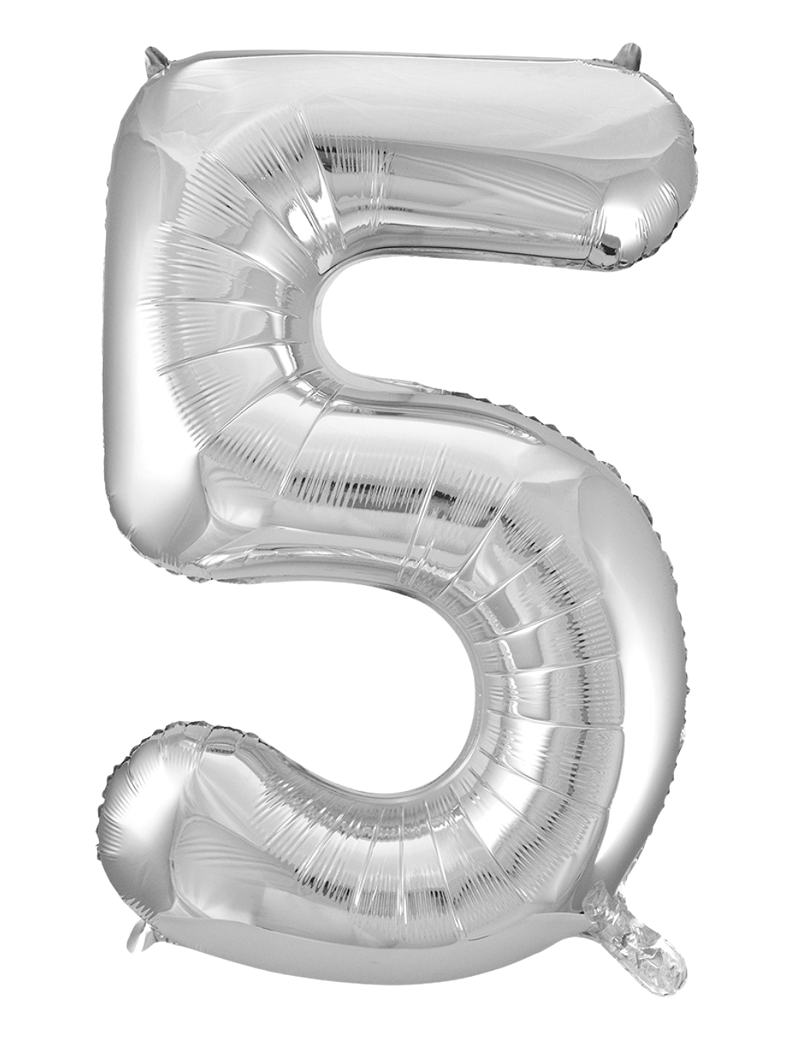 Joker Foil Balloon Number 5 Silver 86 Cm, cm, Kids Decor, Silber - Party Supplies, Kinder