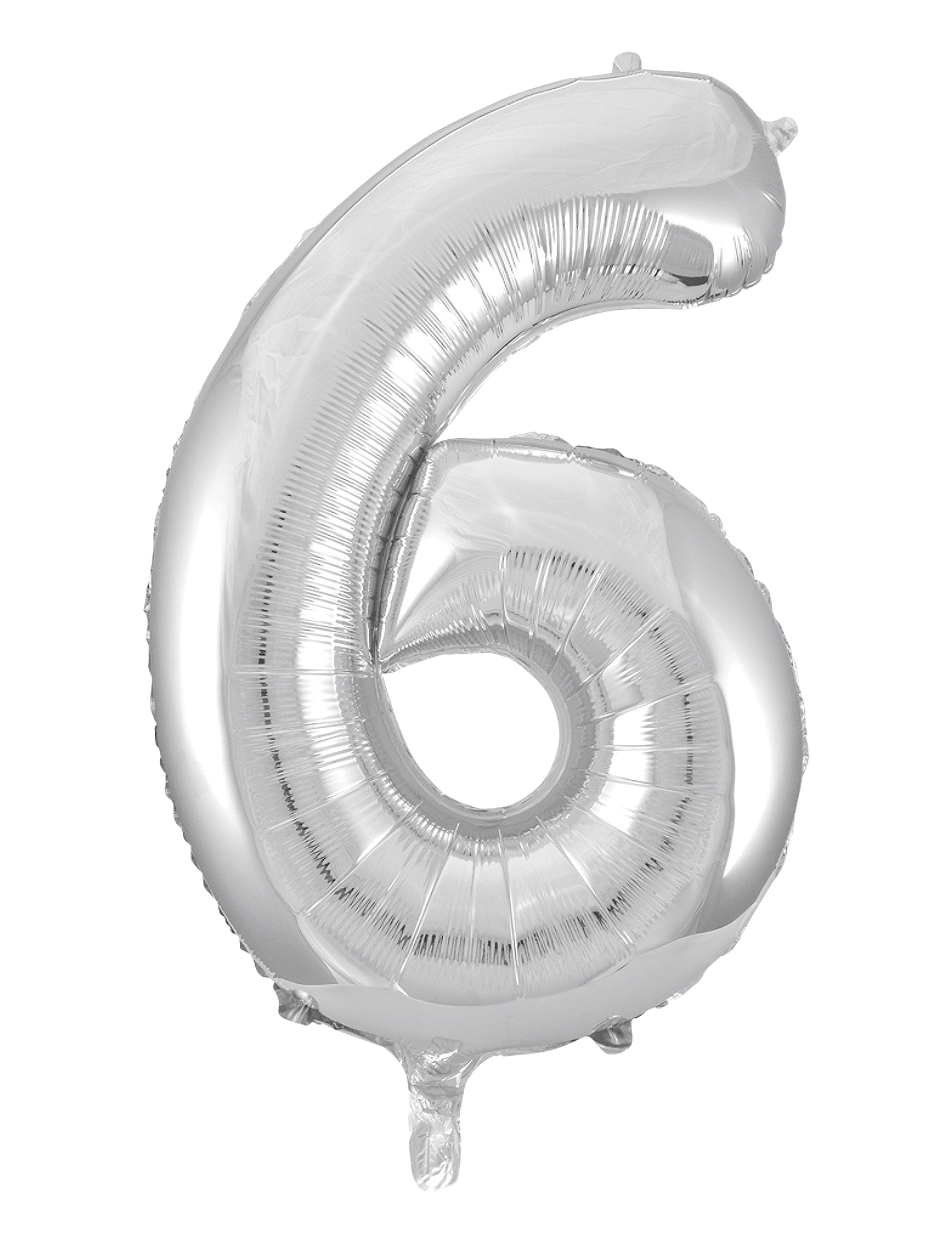Joker Foil Balloon Number 6 Silver 86 Cm, cm, Kids Decor, Silber - Party Supplies, Kinder