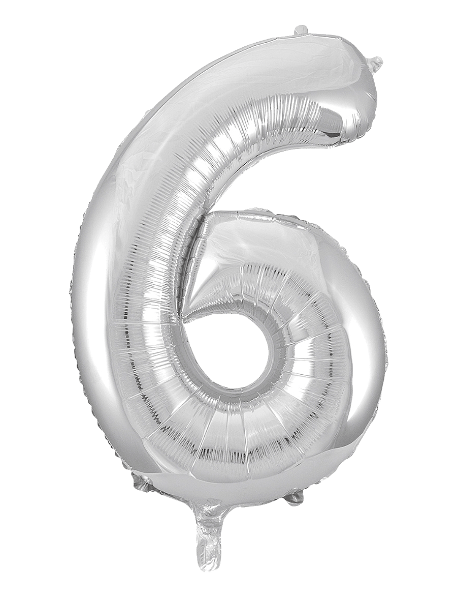Joker - FOIL BALLOON NUMBER 6 SILVER 86 CM - kinderparty - silver - 0