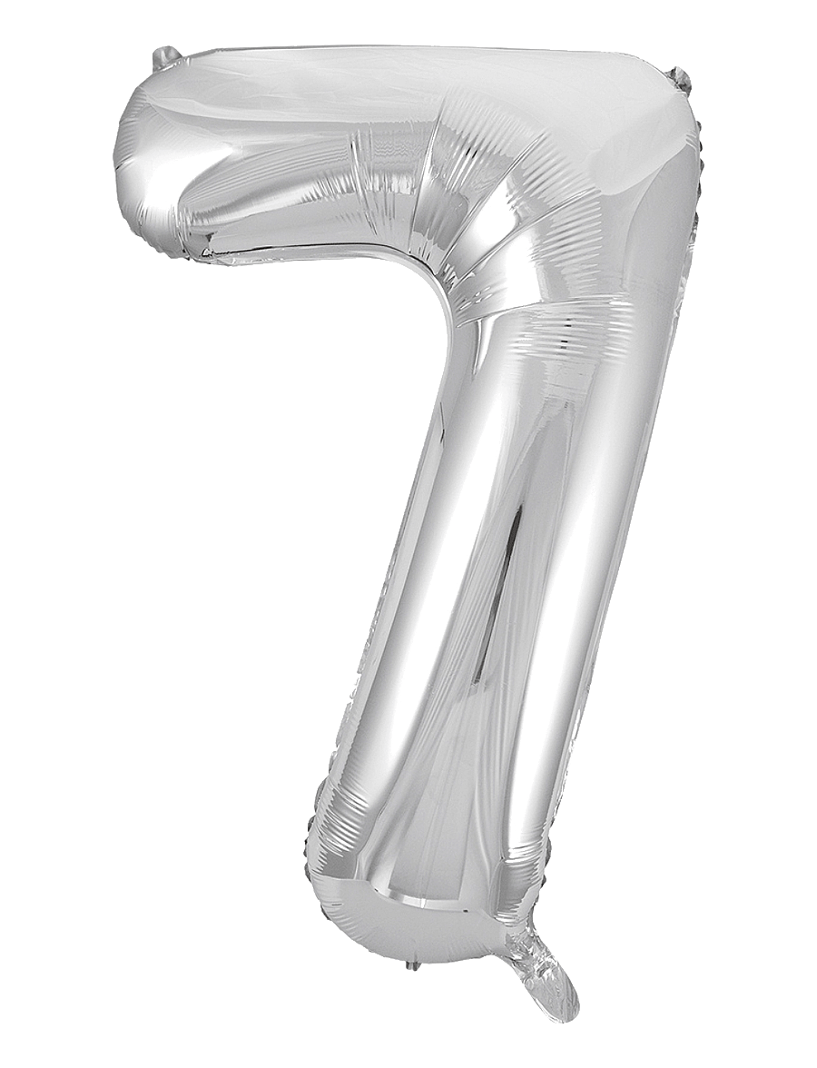 Joker - FOIL BALLOON NUMBER 7 SILVER 86 CM - kinderparty - silver - 0