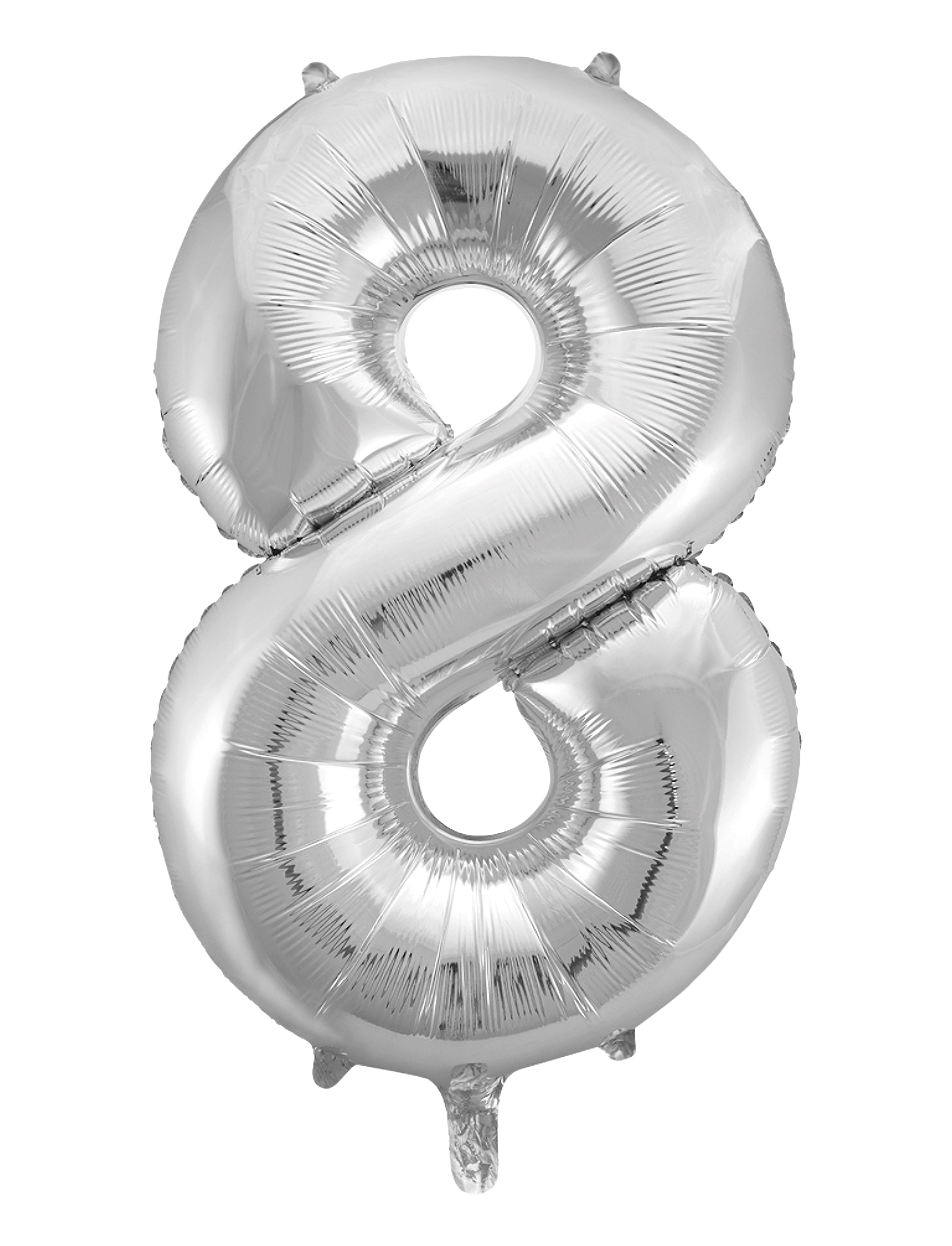 Joker Foil Balloon Number 8 Silver 86 Cm, cm, Kids Decor, Silber - Party Supplies, Kinder