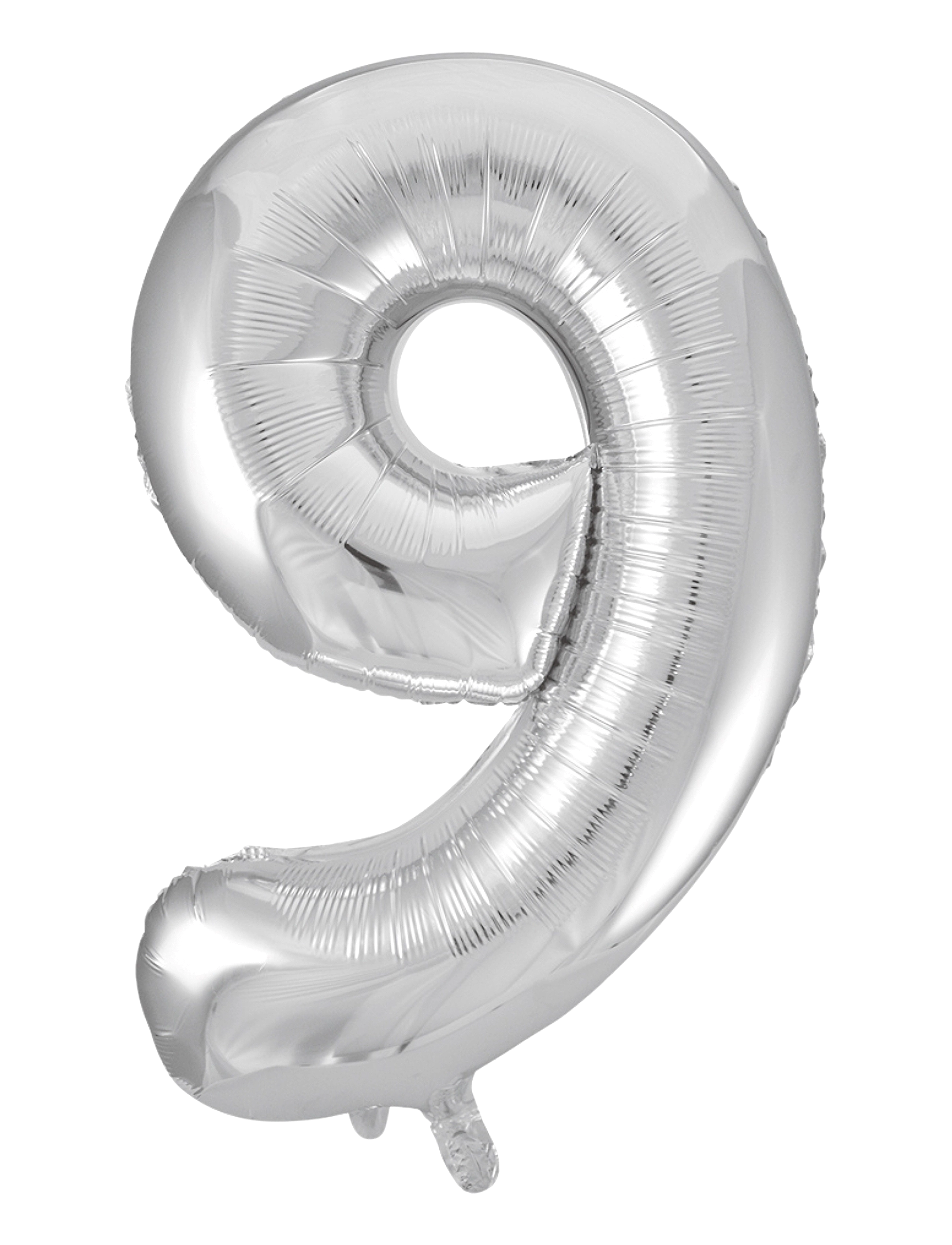 Joker Foil Balloon Number 9 Silver 86 Cm, cm, Kids Decor, Silber - Party Supplies, Kinder