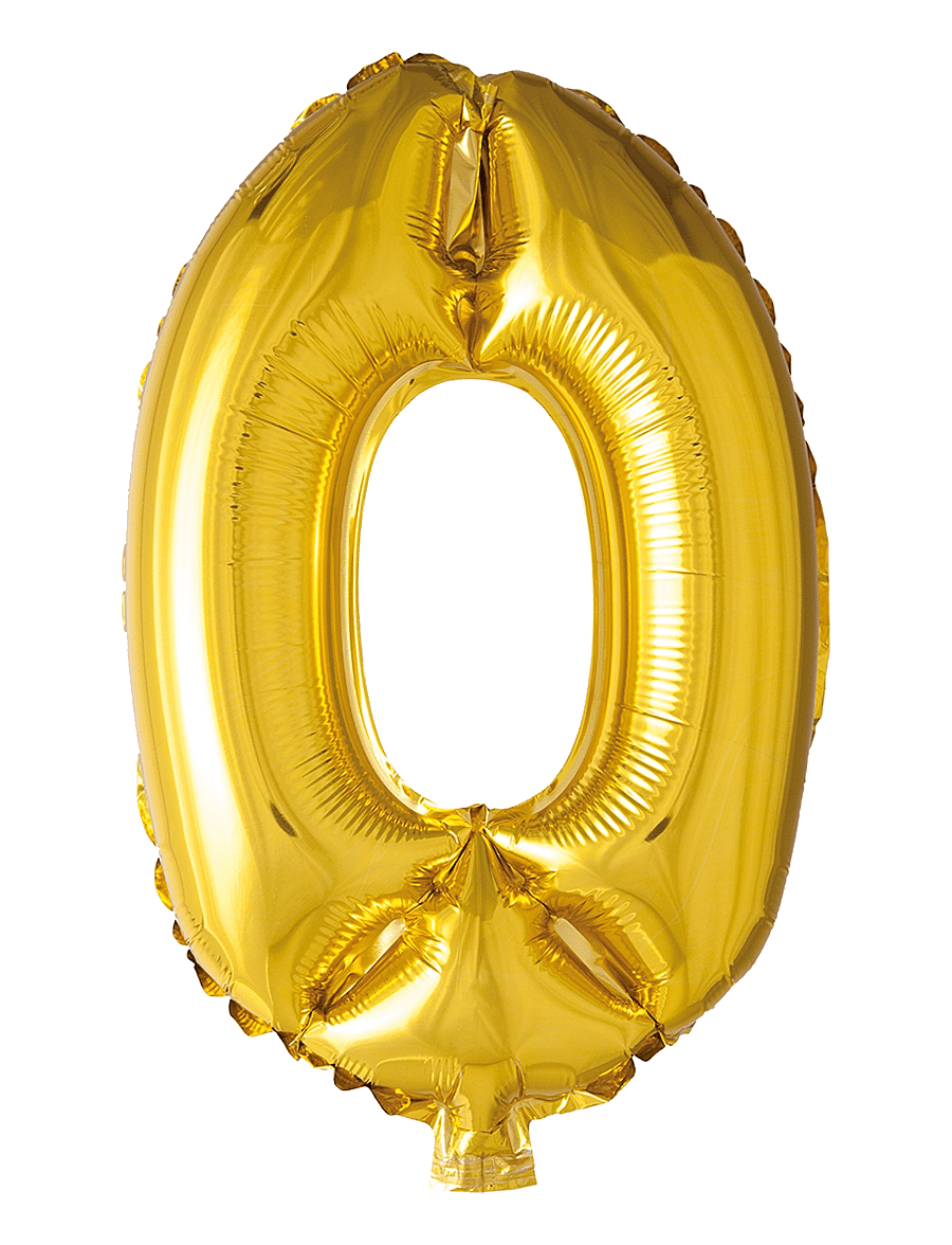 Joker - FOIL BALLOON NUMBER 0 GOLD 86 CM - lapse sünnipäev - gold - 0