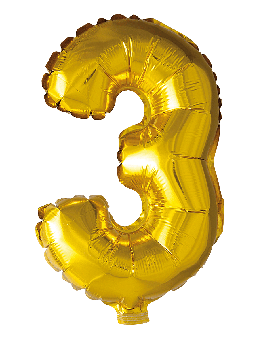 Joker - FOIL BALLOON NUMBER 3 GOLD 86 CM - kinderparty - gold - 0