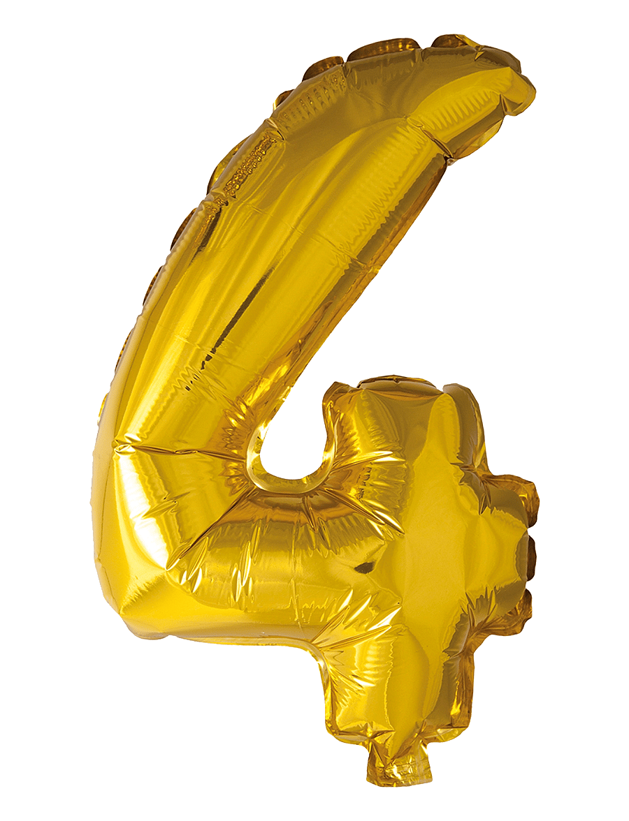 Joker - FOIL BALLOON NUMBER 4 GOLD 86 CM - kinderparty - gold - 0