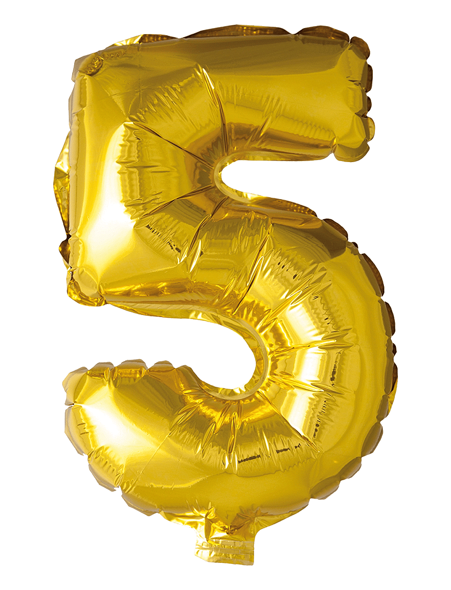 Joker - FOIL BALLOON NUMBER 5 GOLD 86 CM - barnkalas - gold - 0