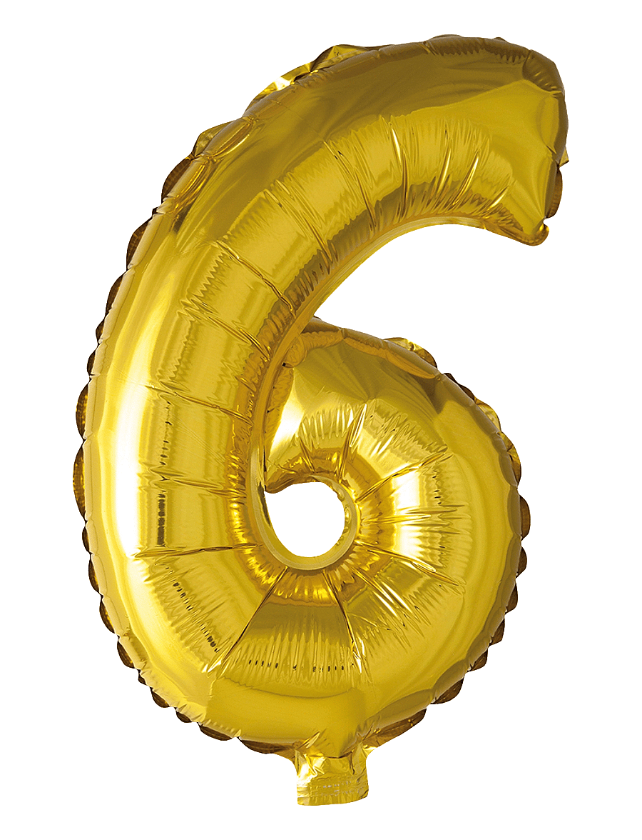 Joker - FOIL BALLOON NUMBER 6 GOLD 86 CM - lapse sünnipäev - gold - 0