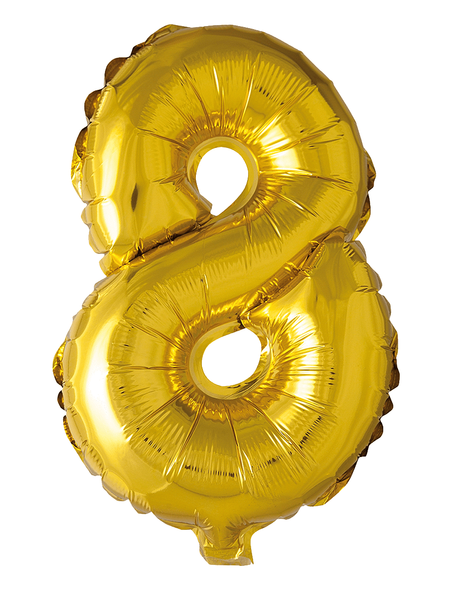 Joker - FOIL BALLOON NUMBER 8 GOLD 86 CM - lapse sünnipäev - gold - 0