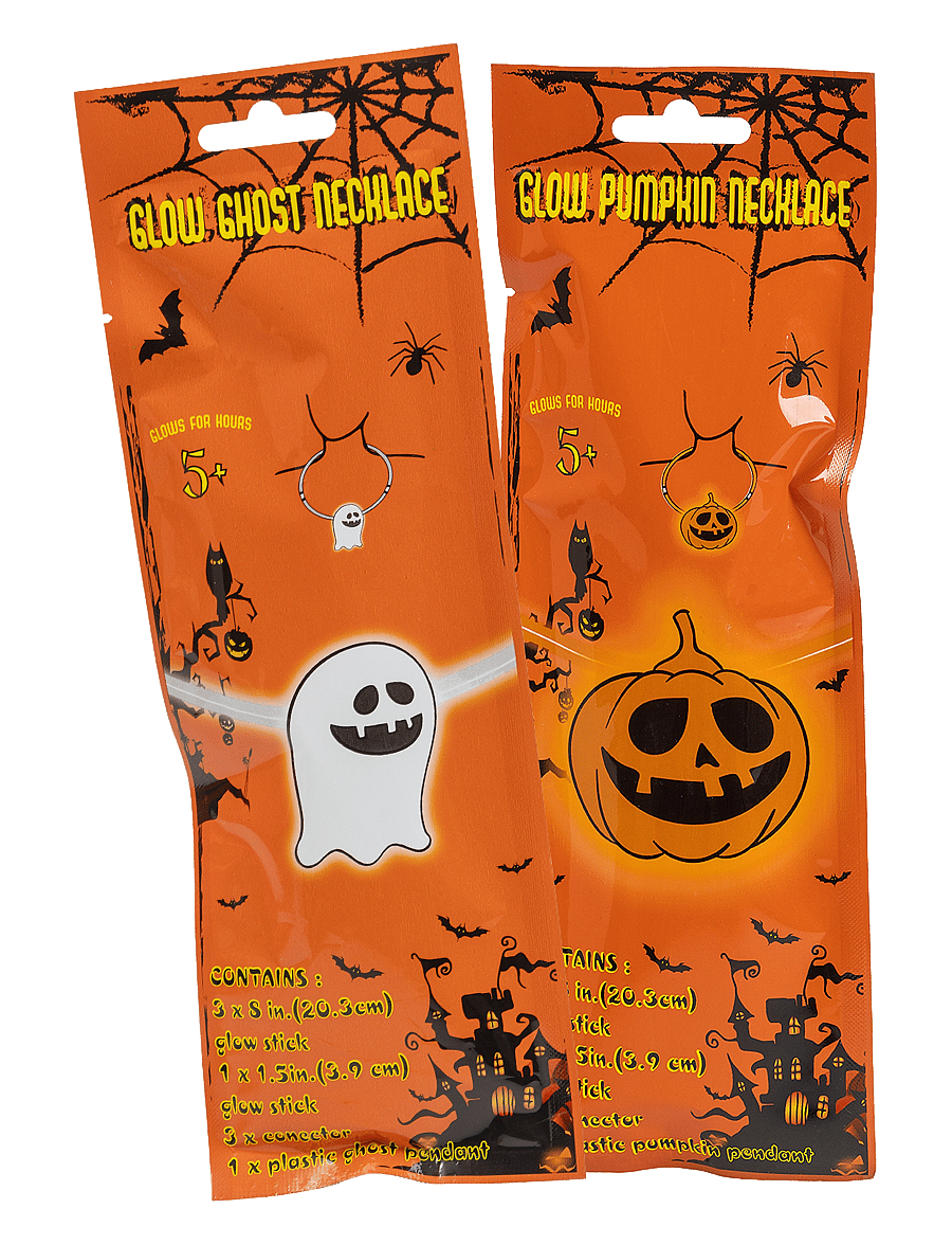Joker - GLOW HALLOWEEN NECKLACE GHOST/PUMPKIN (24) - børnefødselsdag - multi colour - 0