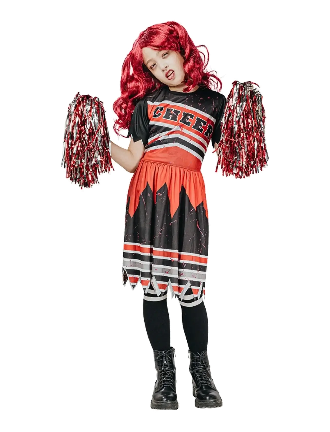 Joker COSTUME ZOMBIE CHEERLEADER 146-152 - 4 for 3 - MULTI COLOR / red