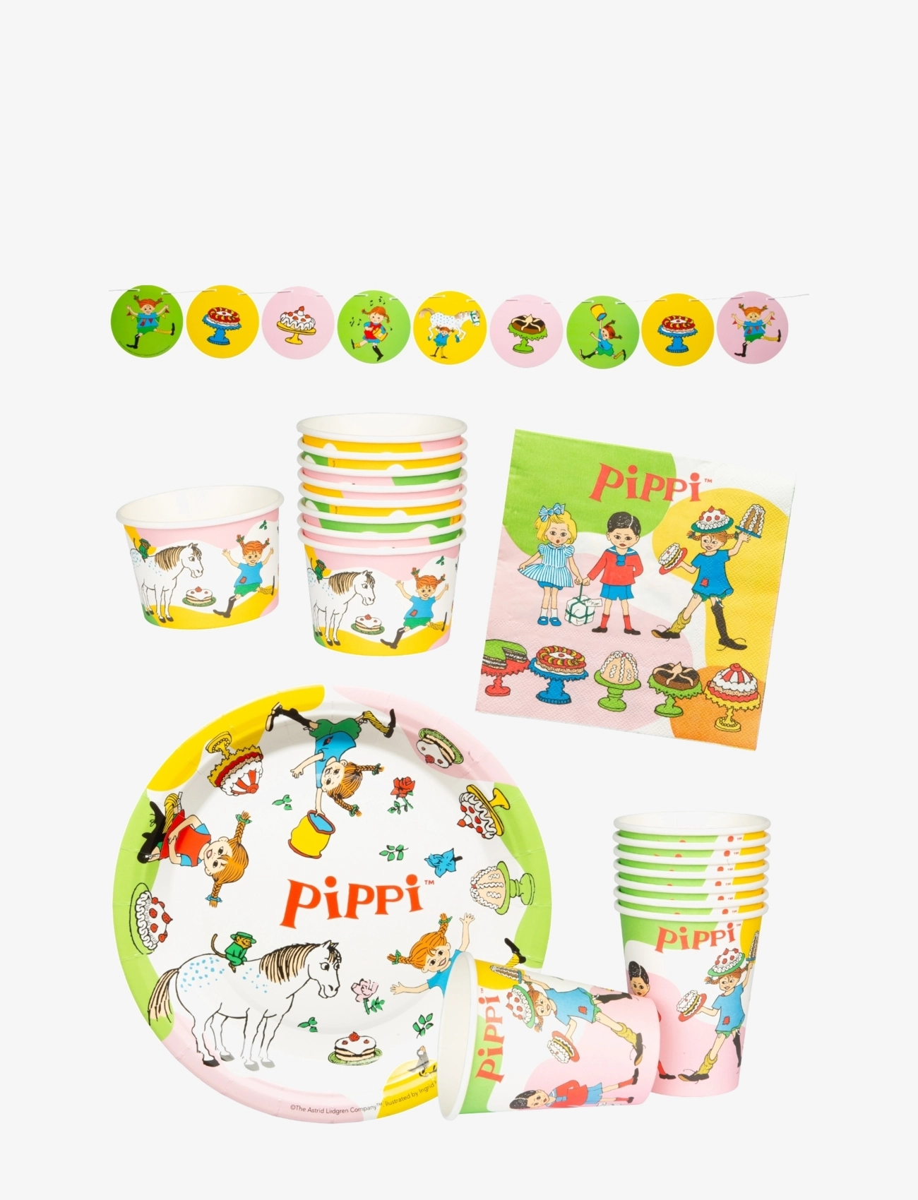 Joker Pippi Party Pack Small, One Size, Kids Decor, Mehrfarbig/gemustert - Supplies, Kinder