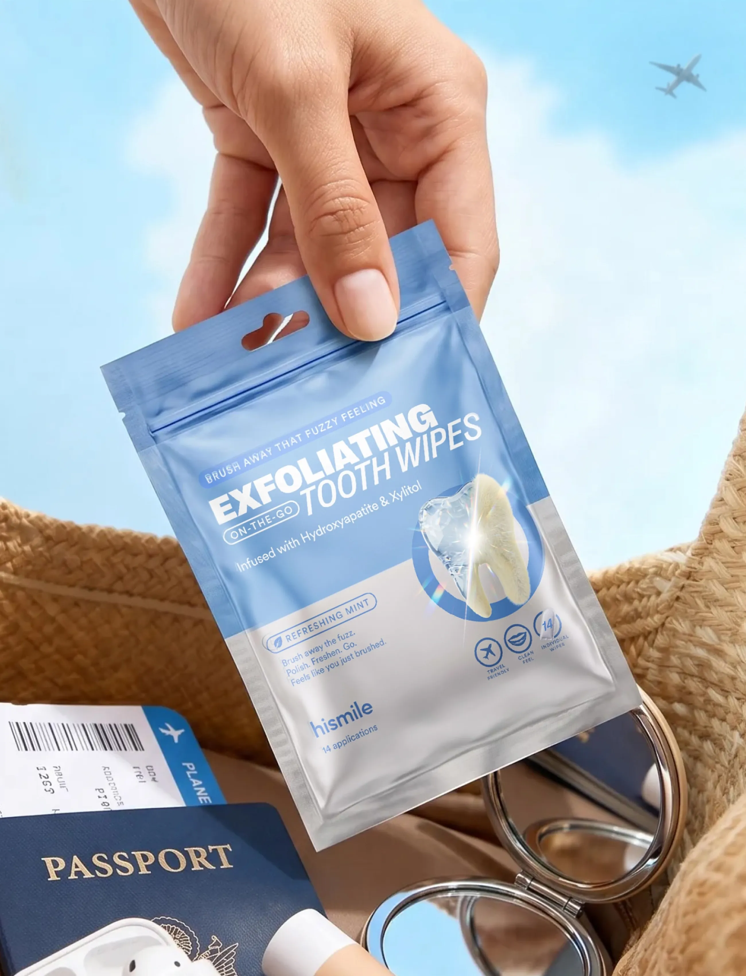Hismile - Exfoliating Tooth Wipes 14pk - tandblekning - blue - 2