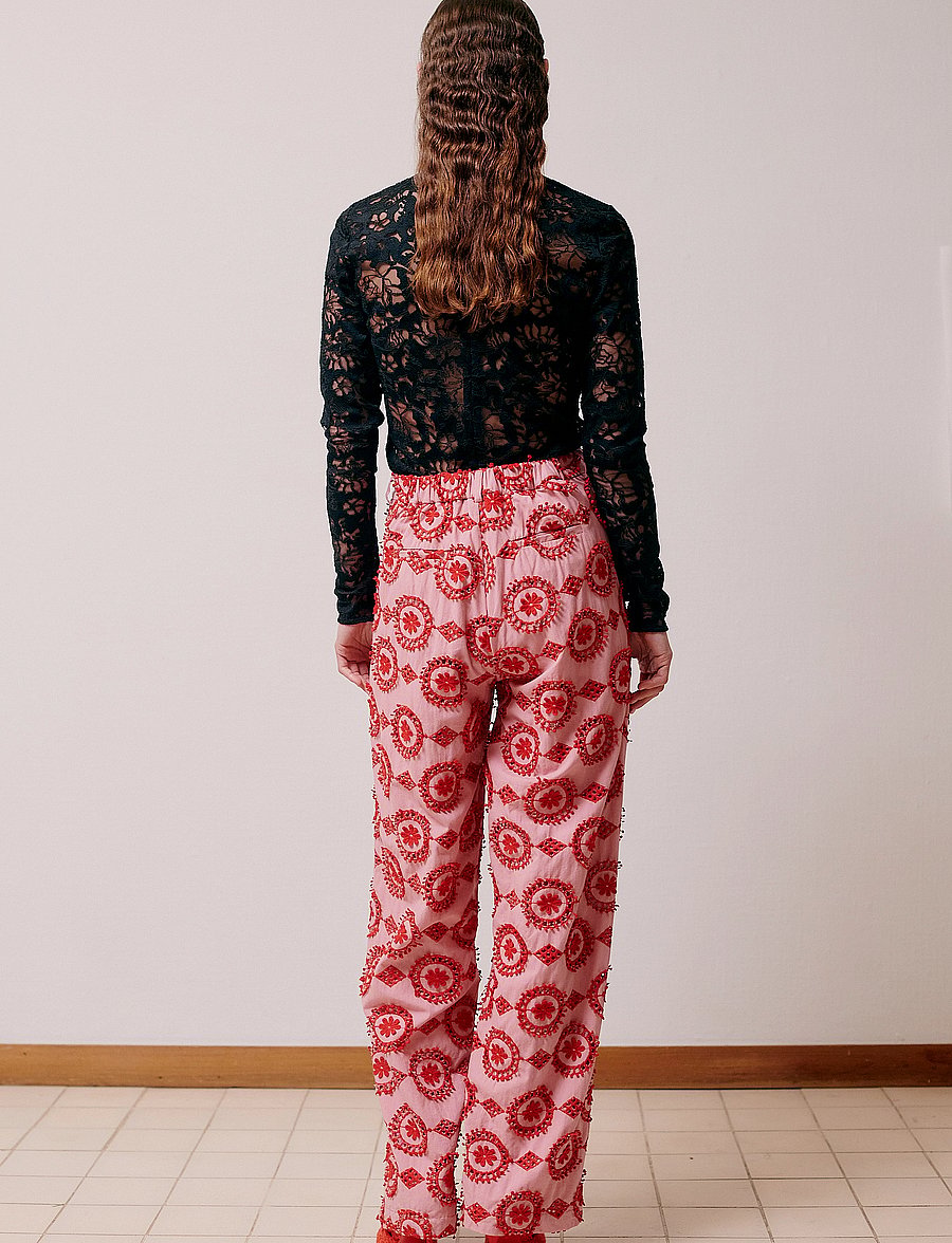 Hofmann Copenhagen - Silvan - wide leg trousers - lipstick - 3