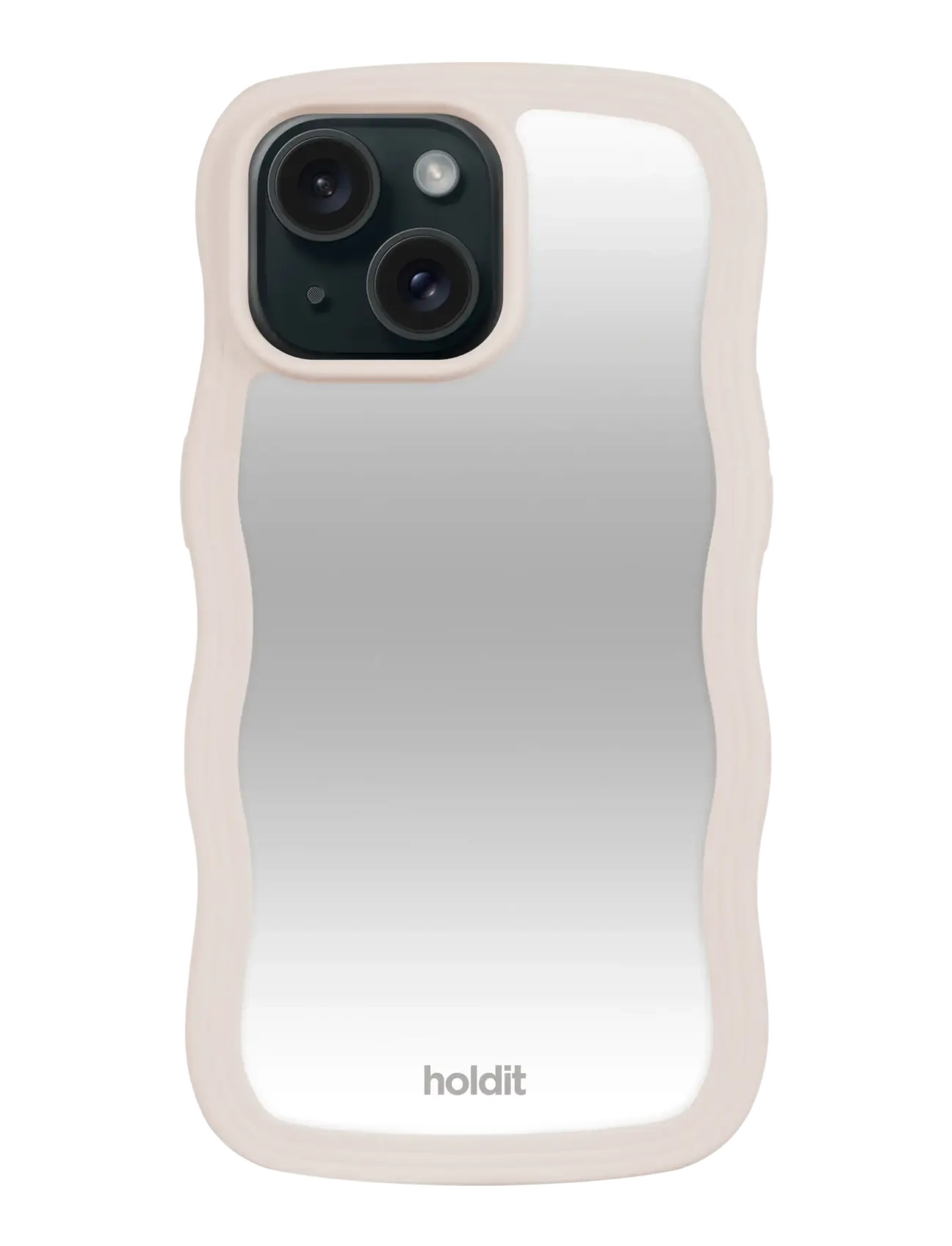 Holdit Wavy Case iPhone Light Beige/Mirror - Mobiltilbehør - LIGHT BEIGE/MIRROR / beige