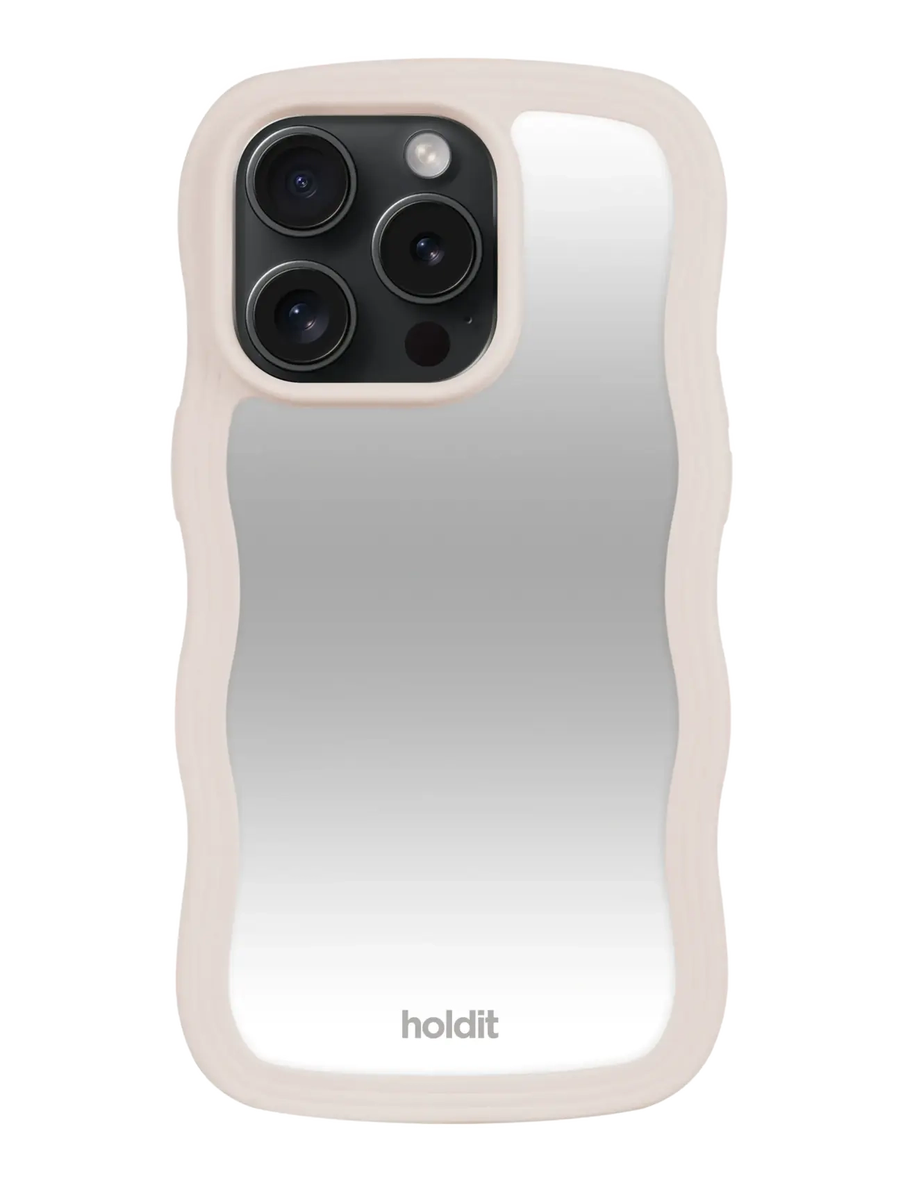 Holdit Wavy Case iPhone Light Beige/Mirror - Telefoon accessoires - LIGHT BEIGE/MIRROR / beige