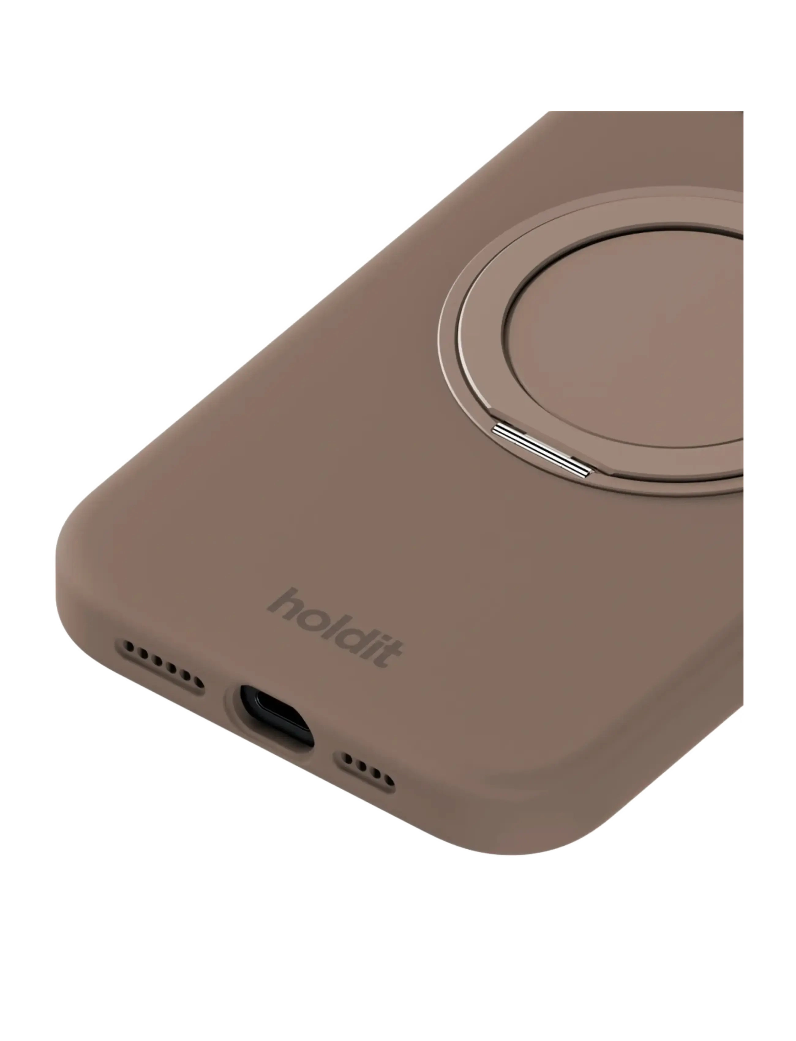 Holdit - Silicone Stand Case iPhone 16e/15 Mocha Brown - handycover - mocha brown - 3
