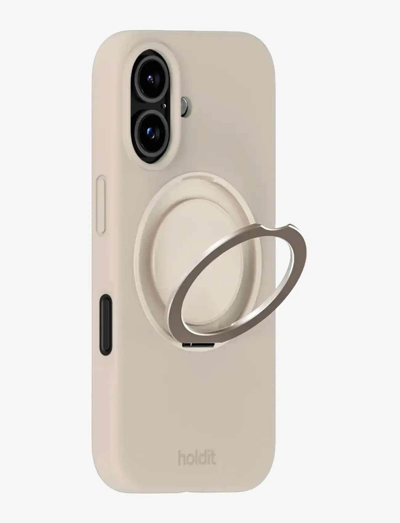 Holdit - Silicone Stand Case iPhone 16 Mocha Brown - mobilskal - light beige - 1