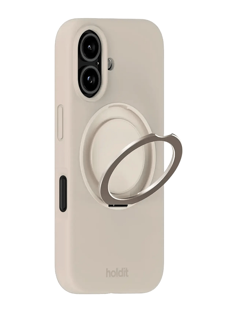 Holdit - Silicone Stand Case iPhone 16 Mocha Brown - mobilskal - light beige - 1
