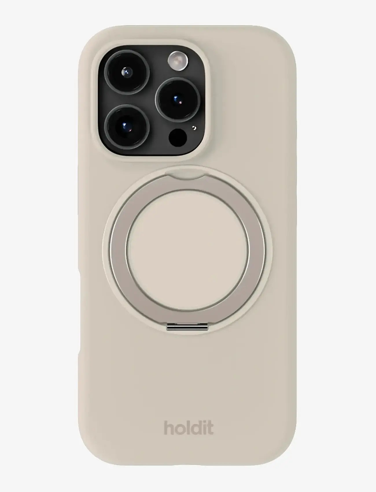 Holdit - Silicone Stand Case iPhone 16 Pro Mocha Brown - mobilskal - light beige - 0