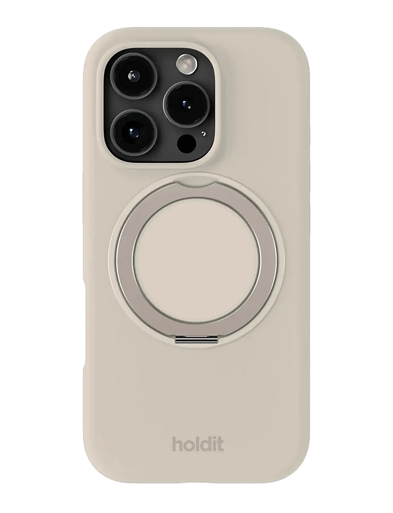 Holdit - Silicone Stand Case iPhone 16 Pro Mocha Brown - mobilskal - light beige - 0